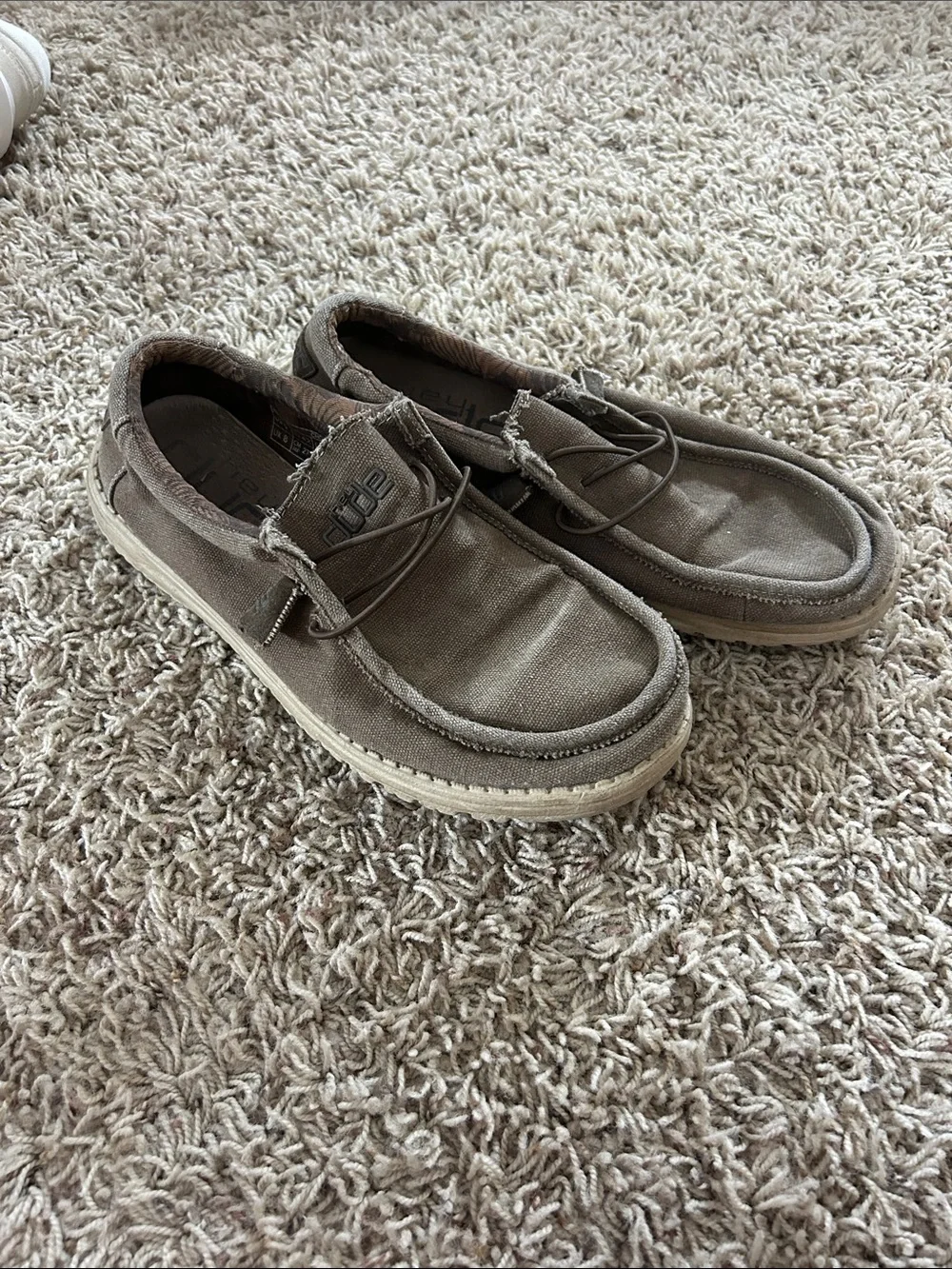 Hey Dude Men's Brown Canvas Slip-On Loafers